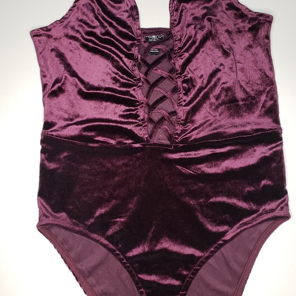 Fabulous Violet Velvet Bodysuit - Picture 2 of 6